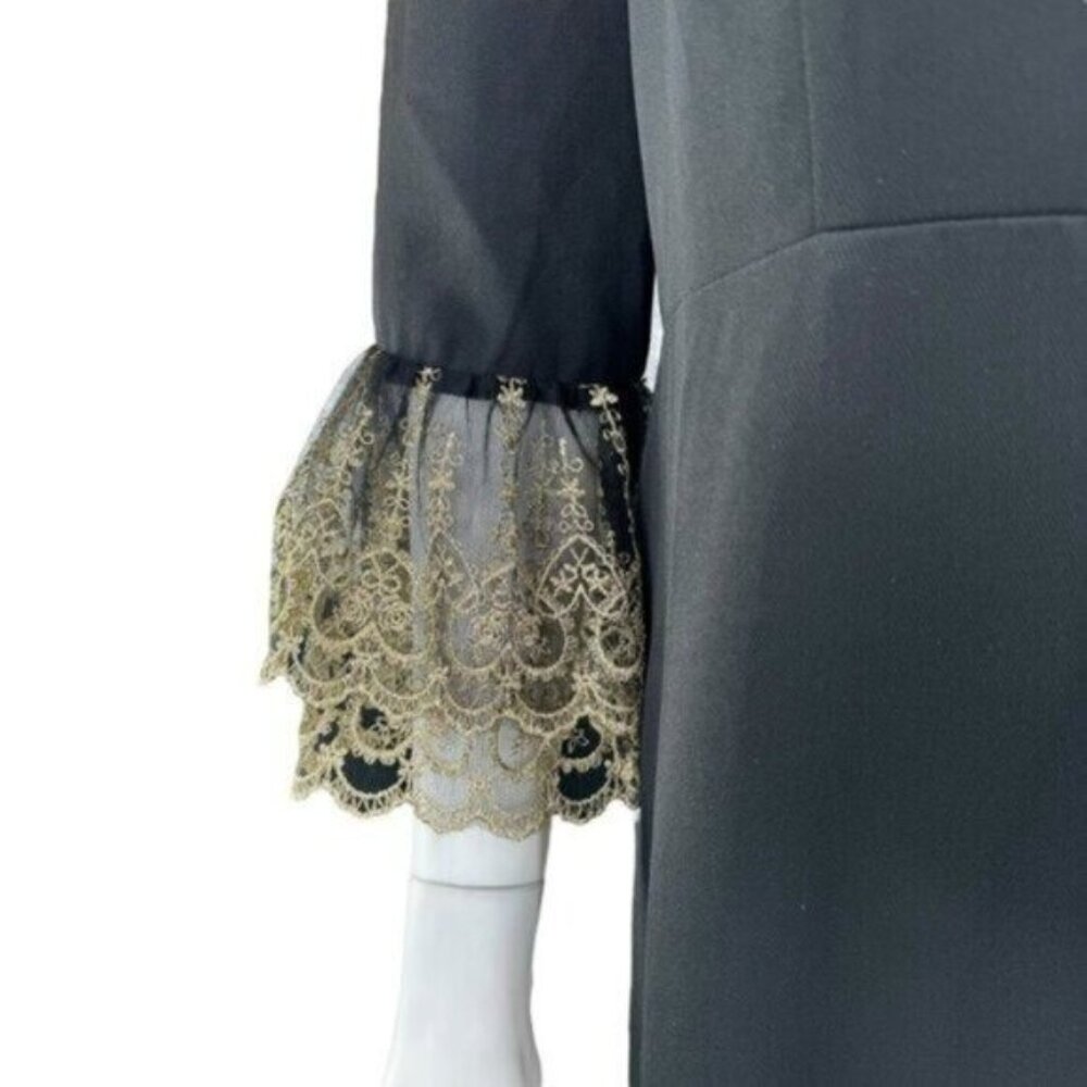 Pomander Place NEW Black Lillith Gold Lace Formal Maxi Dress Size L - Picture 6 of 12